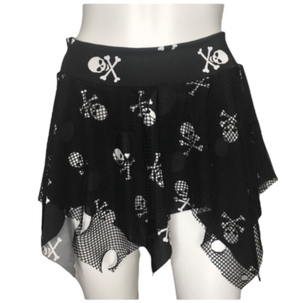 Black & white skull skirt with mesh size medium gothic punk cute skirts